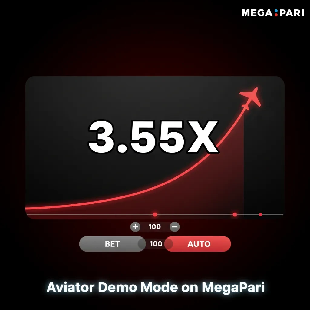 Screenshot of Aviator crash game demo on MegaPari showing interface with Auto Bet and Auto Cashout using virtual funds.