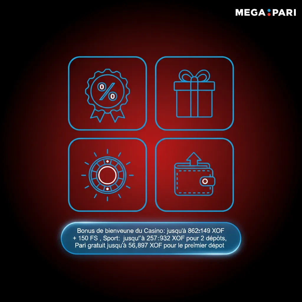 Bannière promo Cameroun: Bonus casino 862 149 XOF + 150 tours, sport 257 932 XOF, pari gratuit 56 897 XOF dépôt min 3 000 XOF