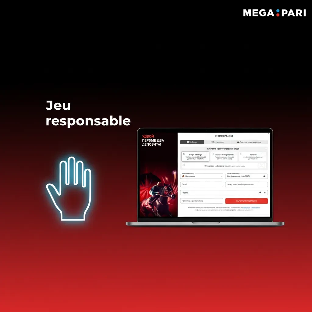 Affiche 'Jeu responsable' avec conseils: budget, limites, ne pas chasser les pertes, pauses, éviter stress, assistance.