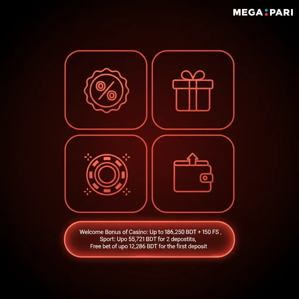 Bangladesh welcome offers: Casino up to 186,250 BDT + 150 FS; Sports up to 55,721 BDT (2 dep); Free bet up to 12,286 BDT.