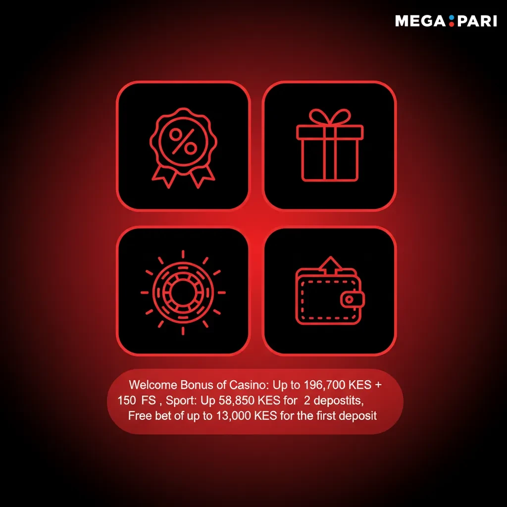 Kenya offer: casino up to 196,700 KES + 150 free spins; sports up to 58,850 KES; first deposit free bet up to 13,000 KES.