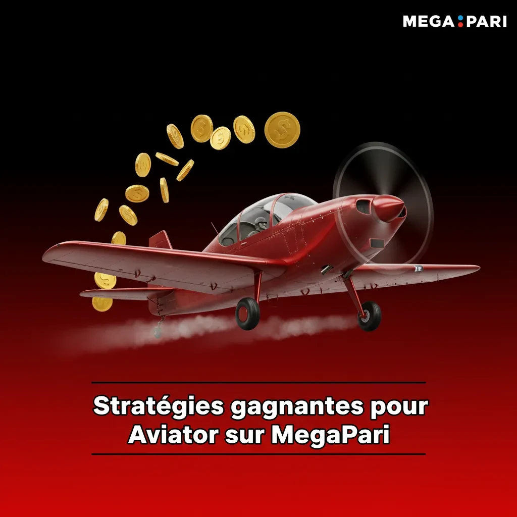 Infographie de stratégies pour Aviator sur MegaPari: 1,5x–2x, double mise, auto cashout, gestion de bankroll, test en démo.