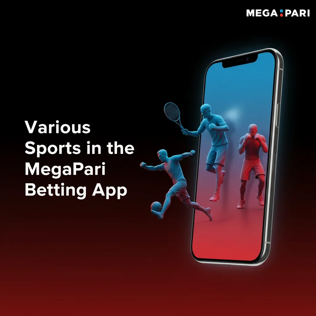 MegaPari betting app showcasing cricket, football, tennis, kabaddi, basketball, esports, horse racing, volleyball, and more.