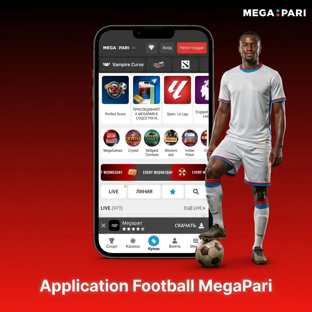 MegaPari mobile app for football betting on smartphone with live scores and instant bet confirmation in Cameroon