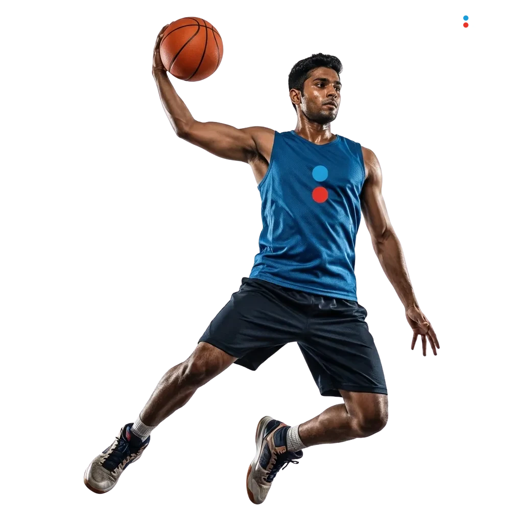 Basketball players in action with betting odds displayed, representing online basketball betting in India