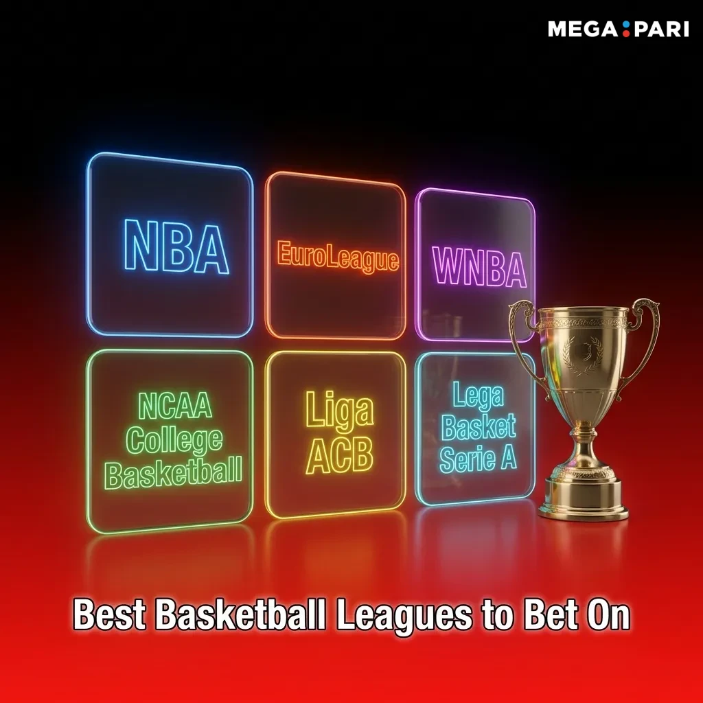 Basketball leagues comparison showing NBA, EuroLeague, FIBA World Cup, Olympics, and college basketball betting options