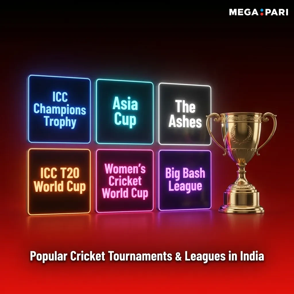 Cricket stadium with players competing in a popular tournament in India