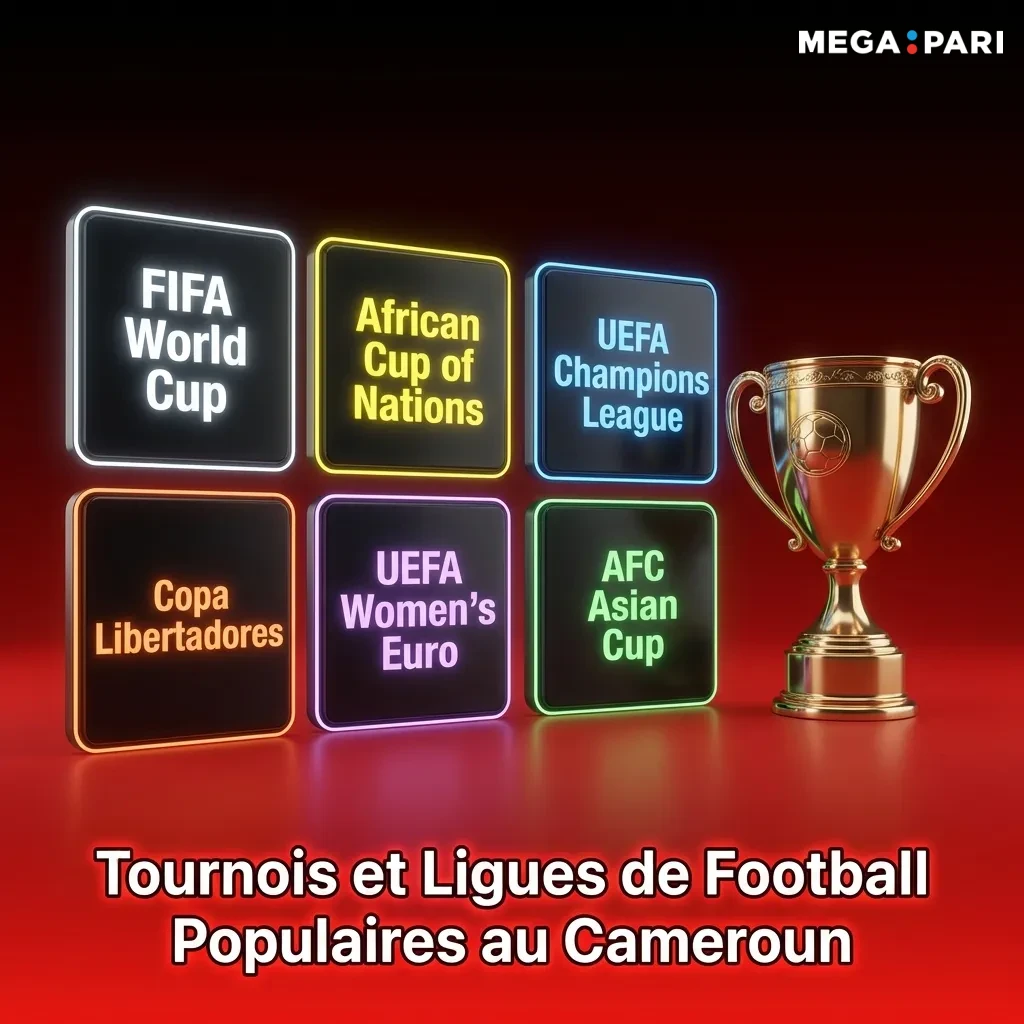 Football tournaments popular in Cameroon including FIFA World Cup, UEFA Champions League, and local MTN Elite One matches
