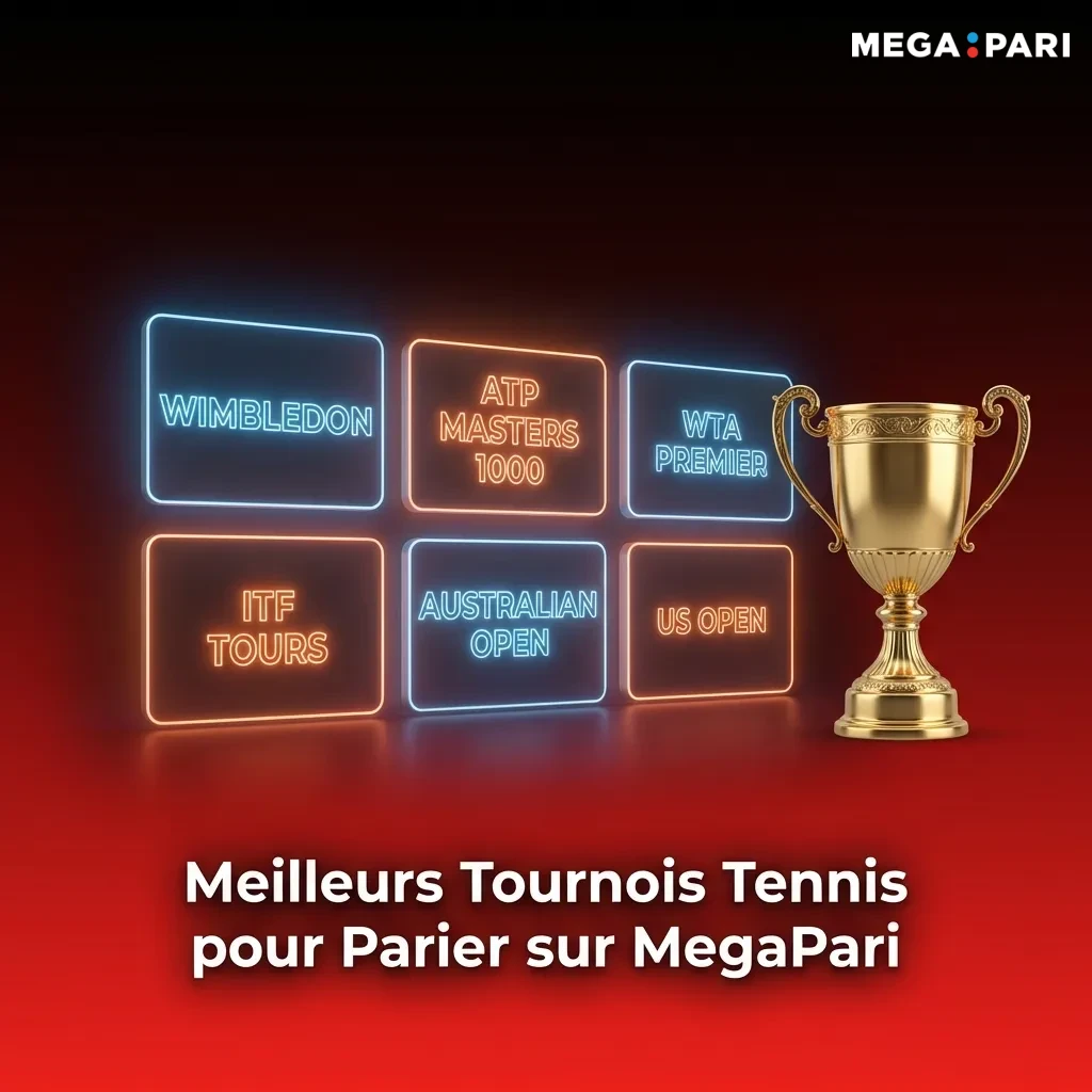 Tennis tournaments on betting platform featuring Grand Slams like Roland-Garros, Wimbledon, US Open and ATP/WTA events