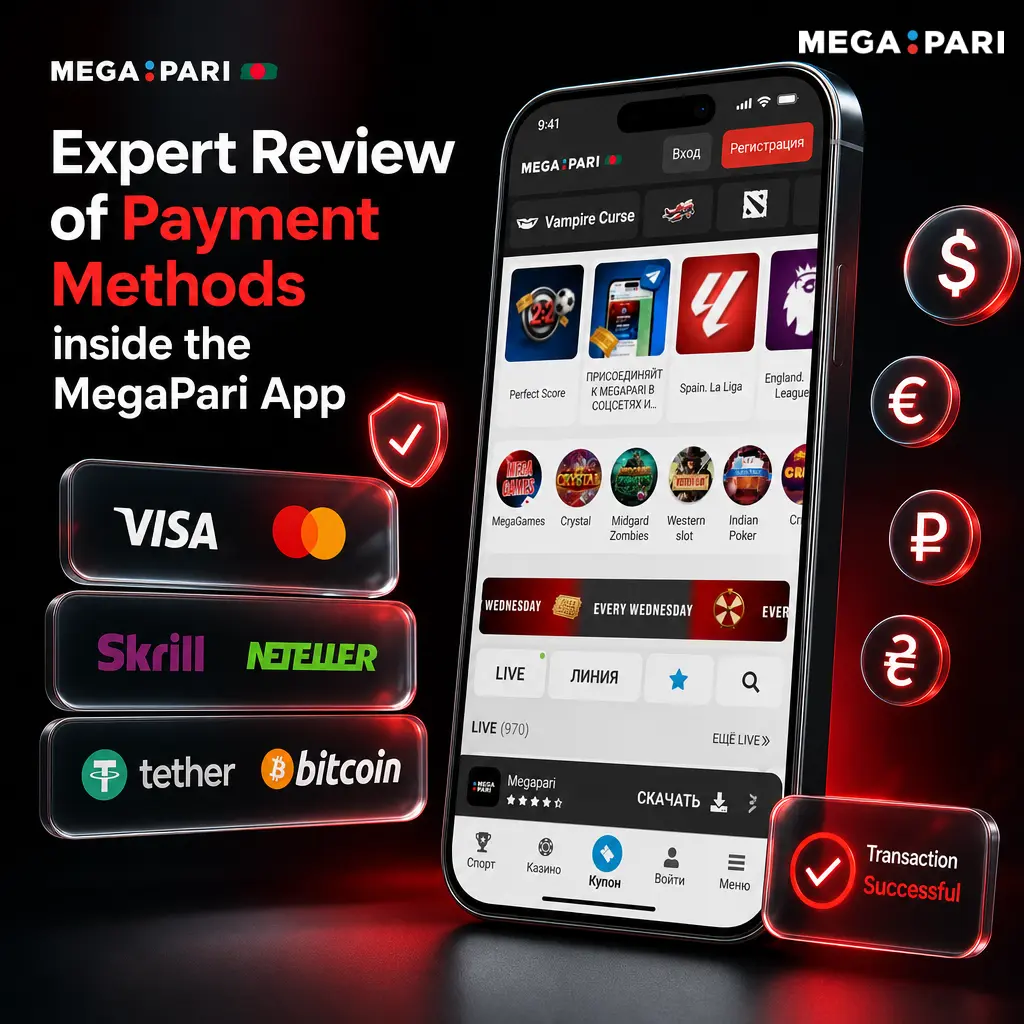 MegaPari app payment methods in Bangladesh: Visa, Mastercard, Skrill, Neteller, crypto options like Bitcoin and USDT