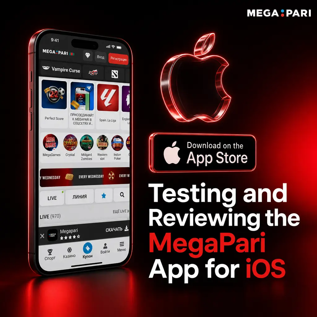 MegaPari iOS app tested on iPhones, showing fast casino lobby loading and stable performance across compatible Apple devices.